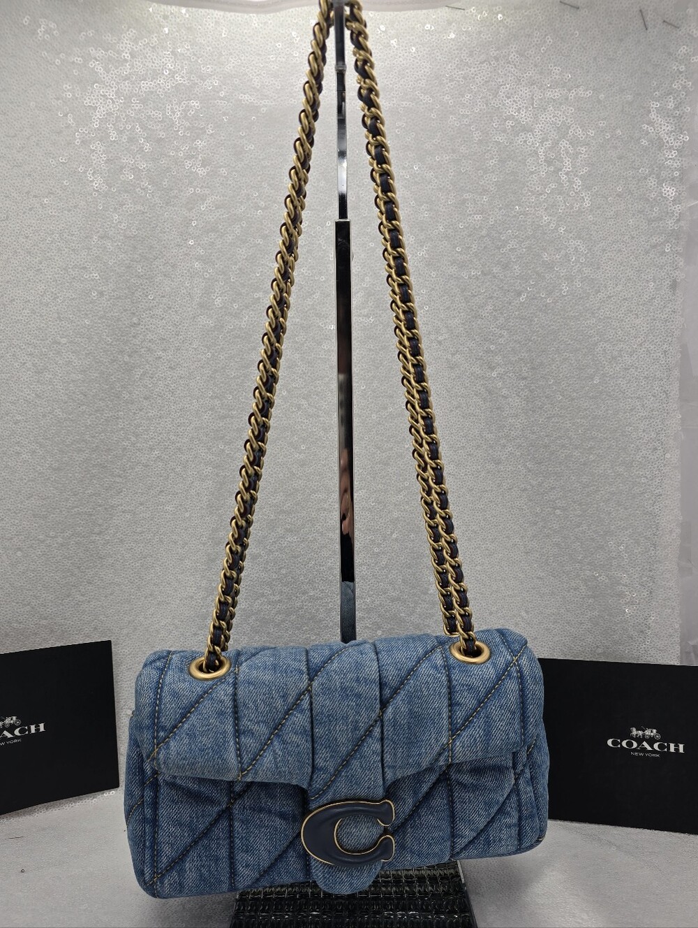 Coach Quilted Denim Small Tabby 20 Shoulder Bag - Picture 6 of 16